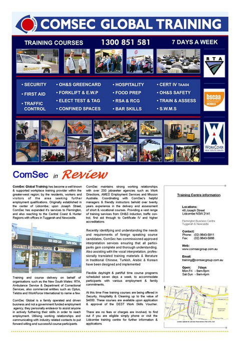 Comsec  Sydney Training - Education WA 6